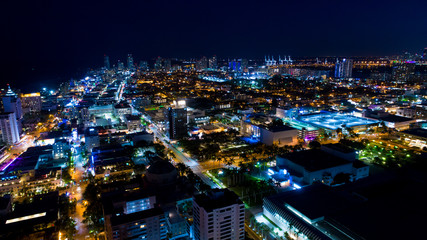 Miami Beach. South Beach. Night city. Florida. USA. 