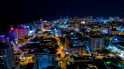 Miami Beach. South Beach. Night city. Florida. USA. 