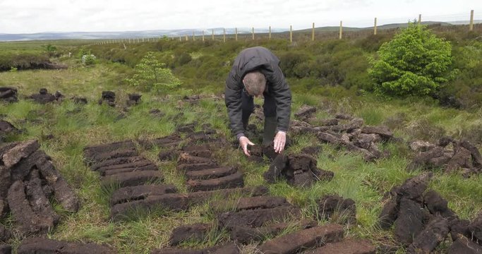 Peatland, bogland, Peat, drainage, coal, decompose, County Mayo. Turf, cut, blocks, spade, aroma, burning, artificial, fires, smell, peat, fire, farm, plough, rally, bog, Ireland, irish, Donegal, summ