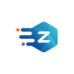 initial letter hexagon rounded logo