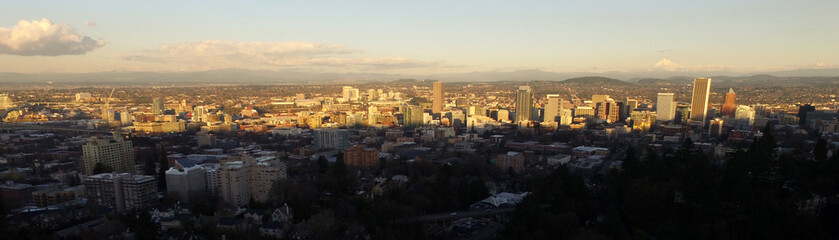 Long Panoramic Aerial View of the Greater Metro Portland Oregon Area