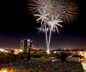 Fourth of July Celebration Fireworks over Downtown San Jose