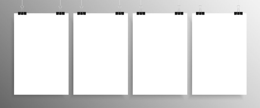 Four Vertical Posters Mockup A4. Mock-up.