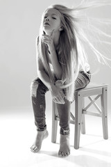 The girl is black and white 
