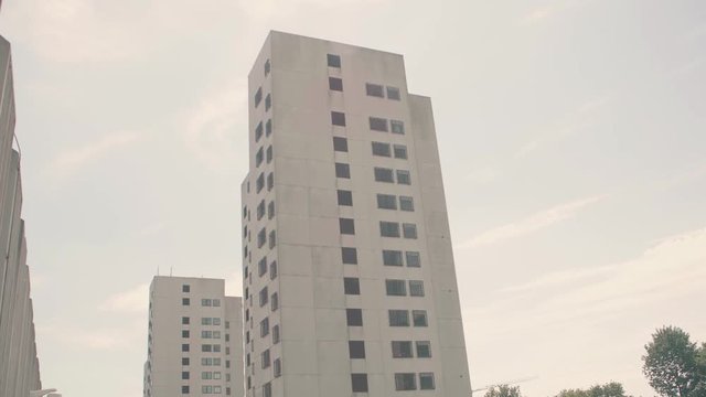 Prison building with clouds.