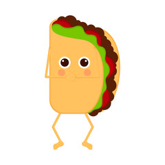 Isolated taco emote with hands on mouth