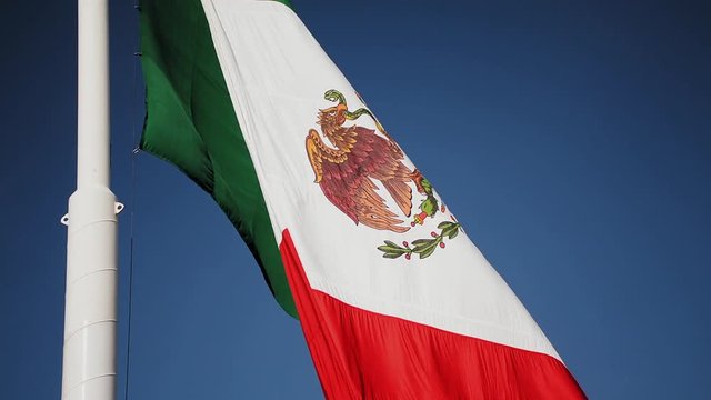 Mexican flag on flag ceremonies on different points of view.