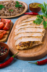 Fried chicken breast with buckwheat porridge