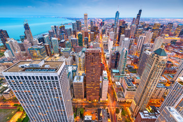 Naklejka na ściany i meble Chicago, Illinois, USA Aerial Cityscape