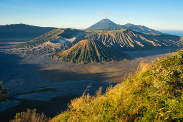 Fototapeta na wymiar Beautiful landscape of Bromo volcano mountain in a morning, East Java, Indonesia