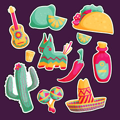 Cinco de mayo mexican illustrations set