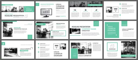 Foto op Plexiglas Green presentation templates for slide infographics elements background. Use for business annual report, flyer design, corporate marketing, leaflet, advertising, brochure, modern style. © kaisorn