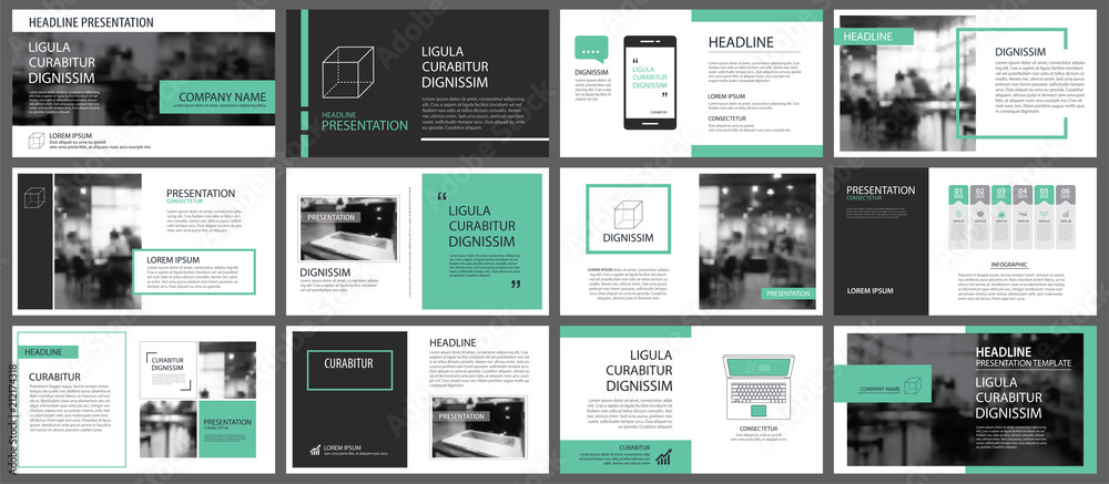 Canvas Prints green presentation templates for slide infographics elements background. use for business annual rep