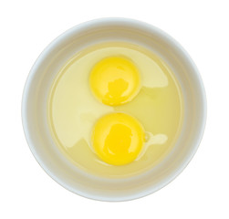 Crude eggs in a plate.