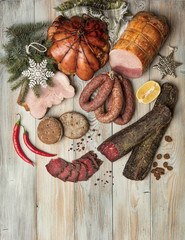 Sausages On A Wooden Desk