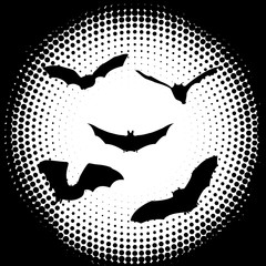 a world of wildlife in halftone. bat