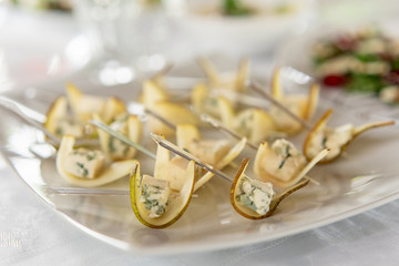 Cheese with mold in apple