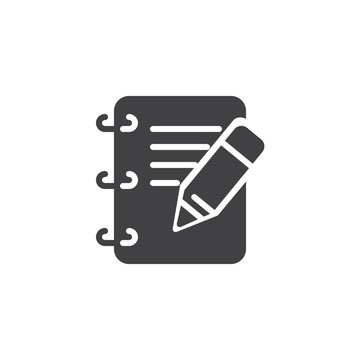 Notebook Pencil Vector Icon. Filled Flat Sign For Mobile Concept And Web Design. Take Note Simple Solid Icon. Edit Symbol, Logo Illustration. Pixel Perfect Vector Graphics