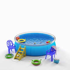 Inflatable pool and toys.