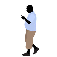 silhouette in colored clothes, man with phone