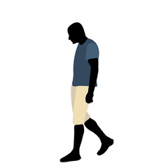 silhouette in colored clothes, male sad