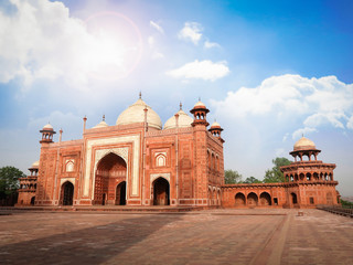 21 JUNE 2018, AGRA - INDIA. The mosque of the Taj Mahal Complex