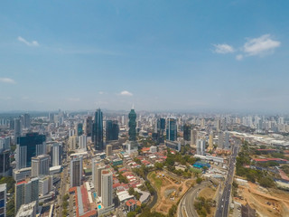 Fototapeta na wymiar panama city skyline aerial - modern skyscraper cityscape