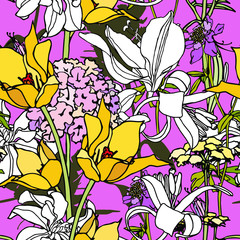 Floral seamless pattern. Flowers illustration