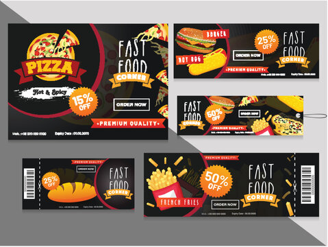 Discount coupon or voucher set for restaurant. - Powered by Adobe