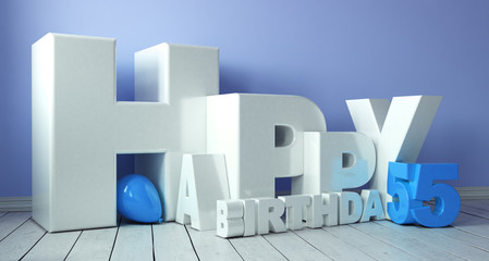 Happy Birthday 3D-Schriftzug mit Luftballon zum 55. Geburtstag