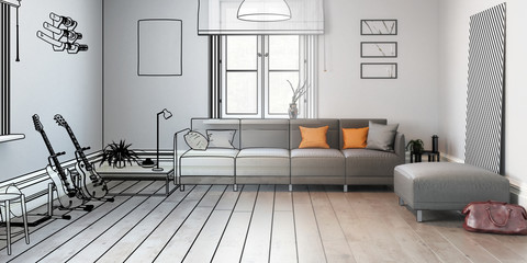 Sofa im Wohnzimmer (Vorschau panoramisch)