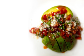 Stuffed Avocado with White Copy Space