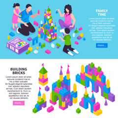 Obraz premium Toy Constructor Isometric Banners