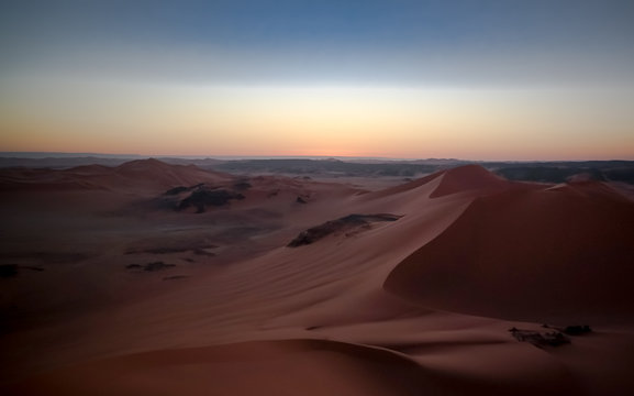 Sunrise view to Tin Merzouga dune, Tassili nAjjer national park, Algeria © homocosmicos