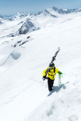 Winter snow covered mountain peaks in Caucasus. Great place for winter sports