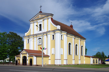 LIDA, BELARUS - May, 2018: The Church of the Exaltation of the Holy Cross