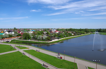 LIDA, BELARUS - May, 2018: Top view of the old town