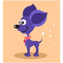 cute little purple chihuahua dog mascot character cartoon