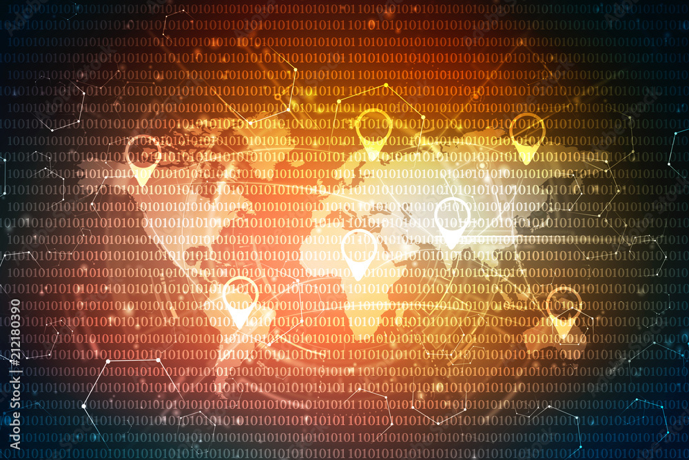 Poster 2d rendering Red map pointer

