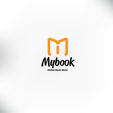 book logo template."M" letter for Mobile book store, book online logo - vector