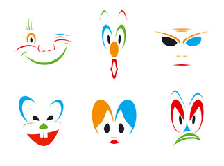Six emotional vector faces