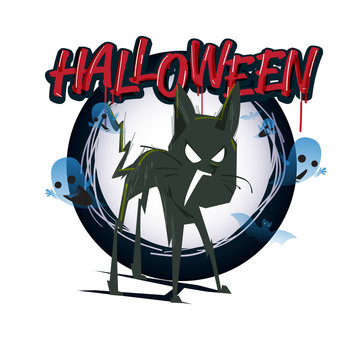 Aggressive cat. halloween concept - vector