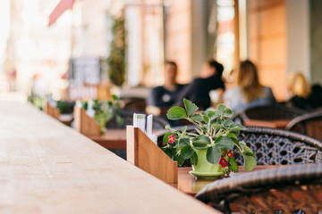 Summer cafe terrace tables. Slow life style travel