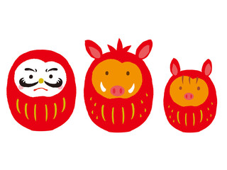 だるまとイノシシだるまセット