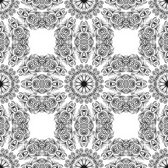 Decorative floral wallpaper for interior design. Modern geometric ornament. Seamless vector illustration.