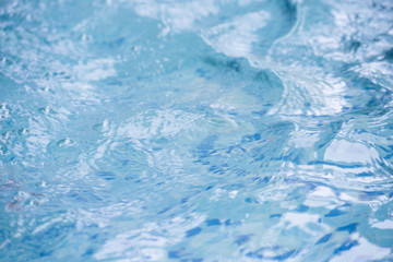 Close up blue water wave selective focus