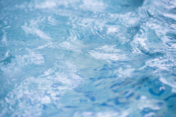 Close up blue water wave selective focus