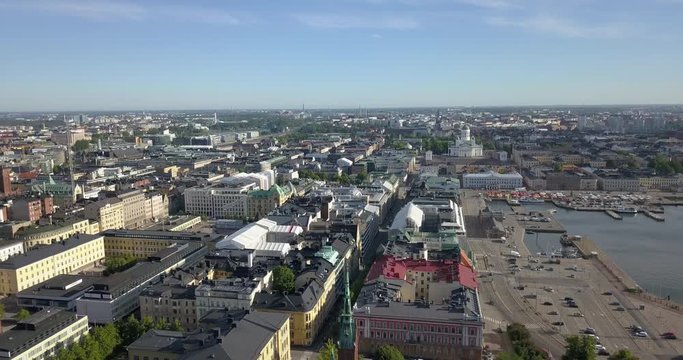 4K summer day aerial video of Helsinki Kaivopuisto central park with Observatory, ctyscape view, park woods area around it, in capital of Finland Suomi, northern Europe