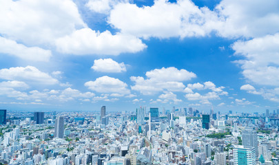 東京風景・渋谷方面・青空と雲　