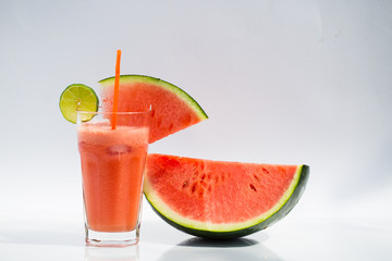 watermelon smoothie on white background